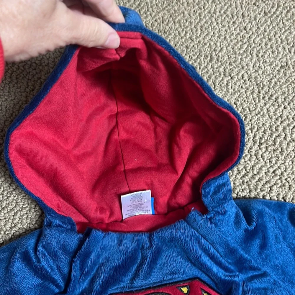Baby Toddler Snowsuit DC Comic Superman Plush Bunting Hoodie Size 3 months